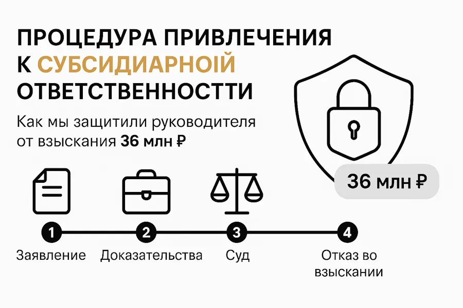 Процедура привлечения к субсидиарной ответственности или как мы защитили руководителя от взыскания с него 36 млн. руб.