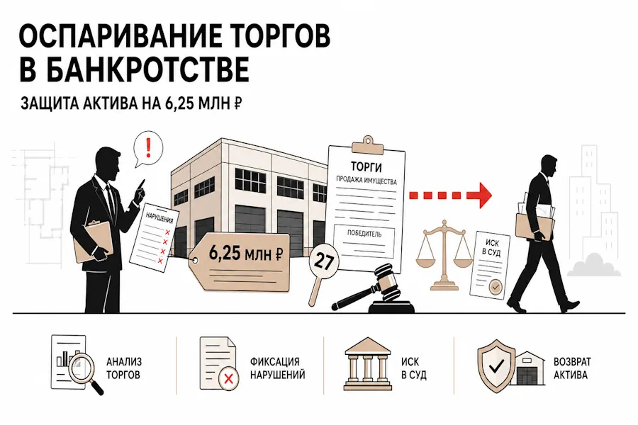 Оспаривание торгов в банкротстве: защита актива на 6,25 млн. руб.