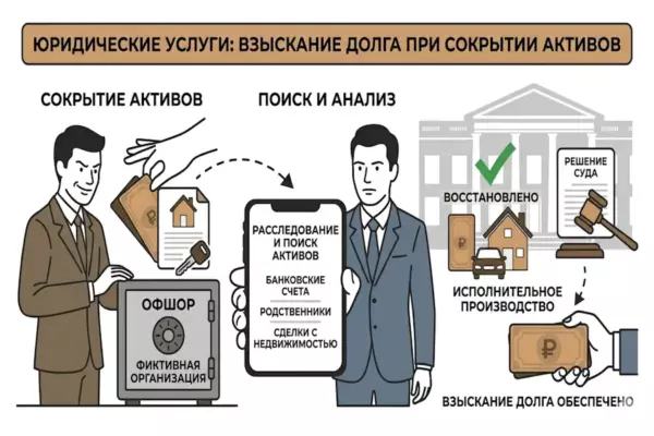 Юридические услуги: взыскание долга, когда оппонент прячет активы