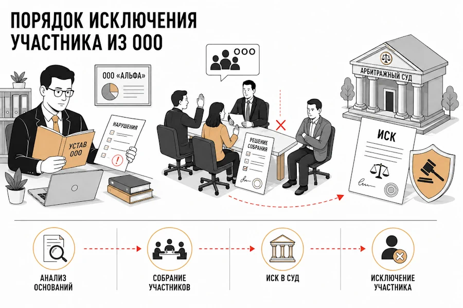 Порядок исключения участника из ООО: как легально расстаться с «токсичным» партнером? Пошаговое руководство