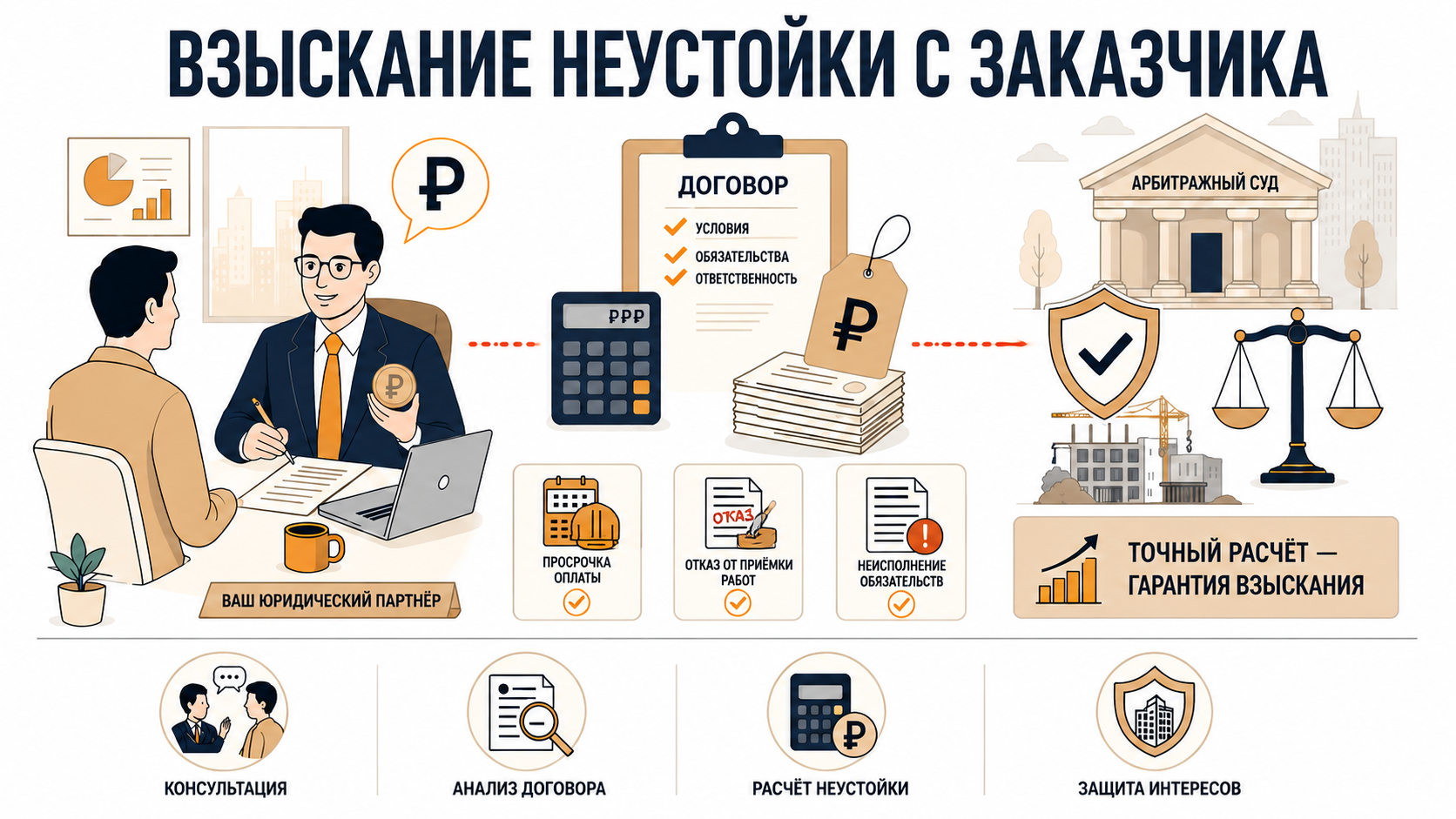Взыскание неустойки с заказчика по договору подряда
